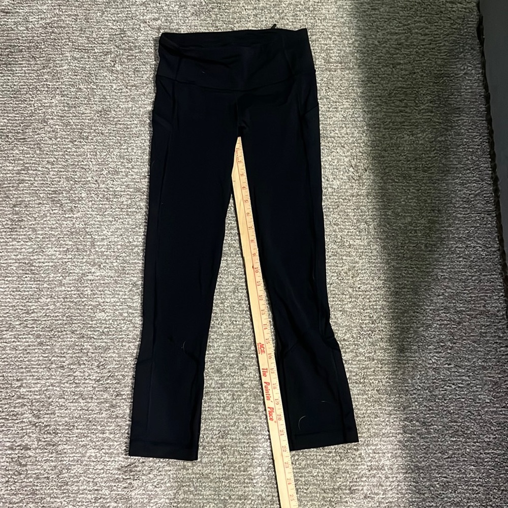 Lululemon Black Cropped Leggings with Small Hole Size 2